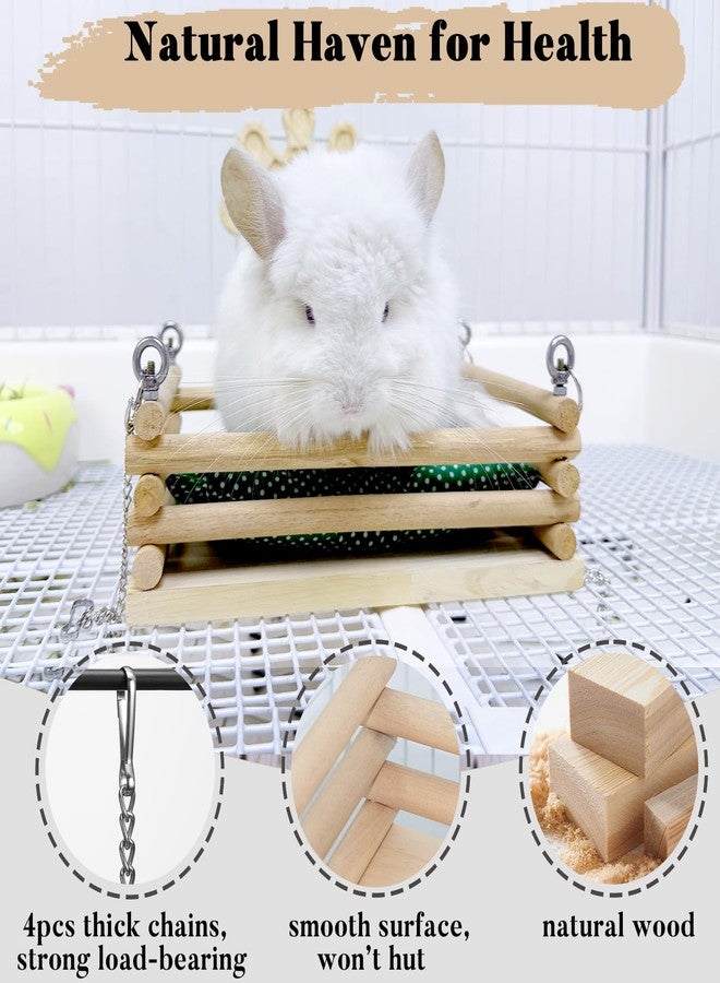 Jevnd Wooden Chinchilla Hammock with Soft Mat for Cage Swing, Chinchilla Bed Hanging Cage Accessories Wood Toys, Indoor Chinchillas Swing House Hut Ledges and Platforms Habitat - Image 3